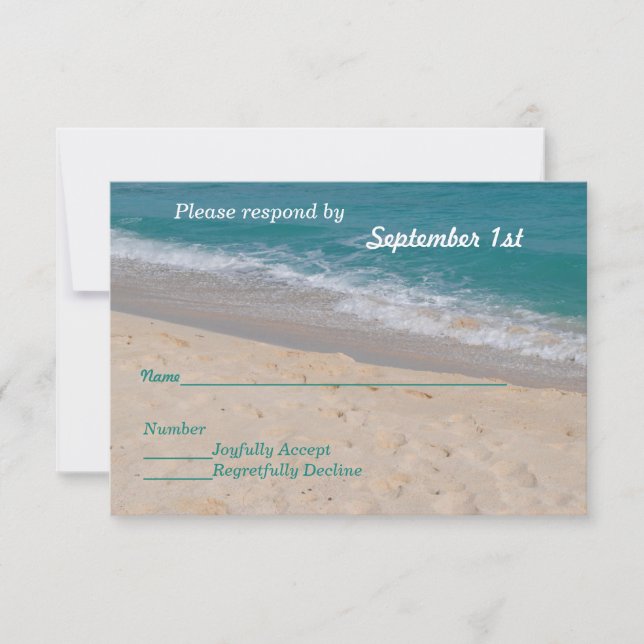 Convite de Casamento Hearts on the Beach RSVP (Frente)