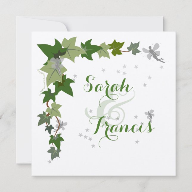 convite de casamento hera e de fadas papel kraft (Frente)