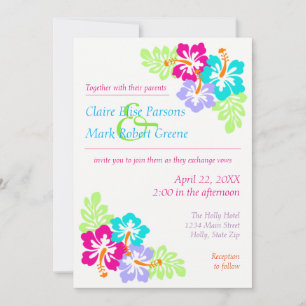 Convite de Casamento Hibisco Tropical - 5x7