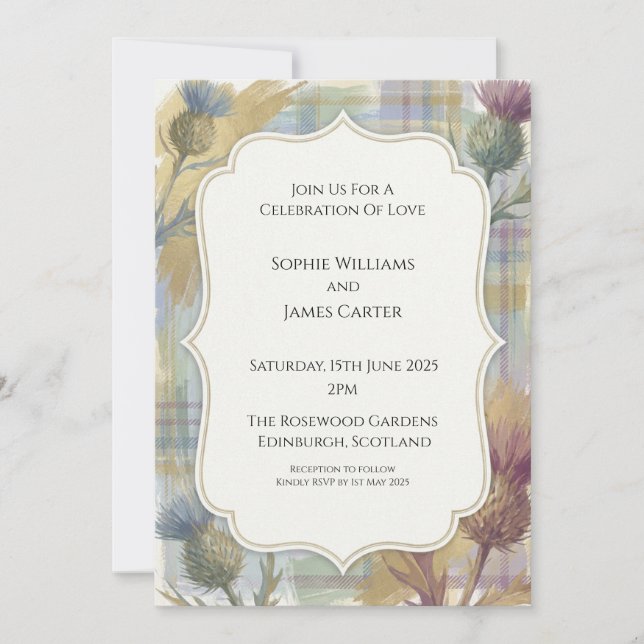 Convite de Casamento Highland Heather (Frente)