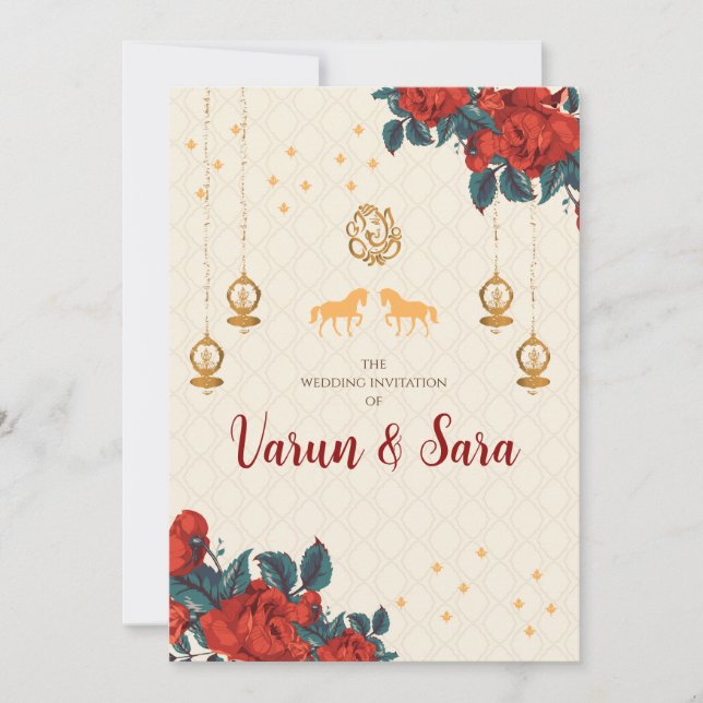 Convite de casamento hindu & convites indianos (Frente)