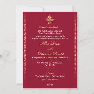 Convite de Casamento Hindu Mandala Gold