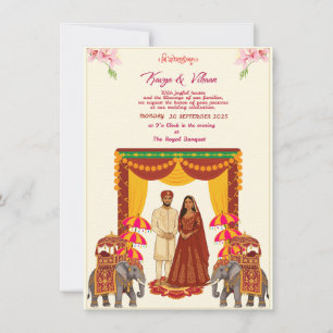Convite de Casamento Hindu Tradicional Indiano com