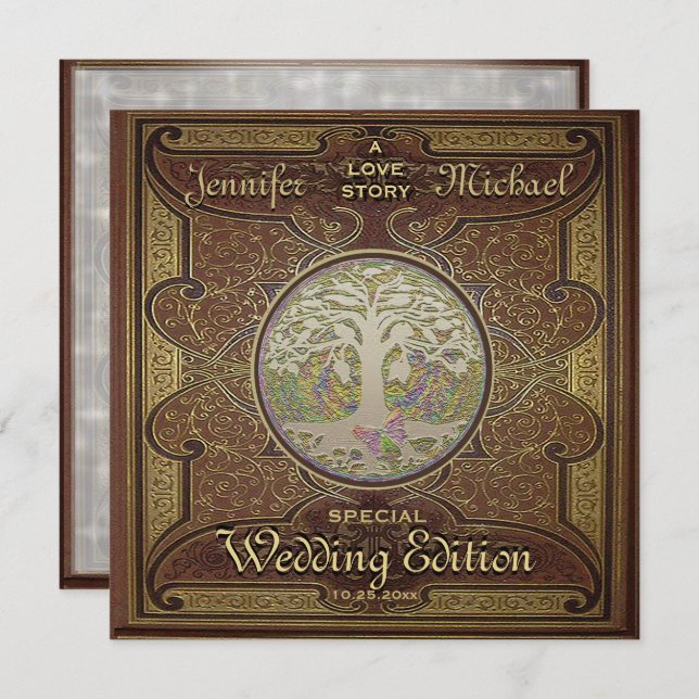 Convite de Casamento - História de Amor Romântica (Frente/Verso)