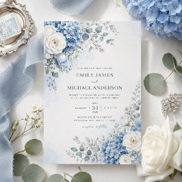 Convite de Casamento Hortênsia Azul