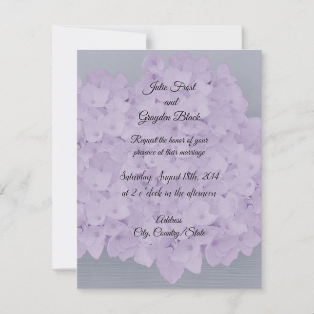 Convite de Casamento Hortênsia Lavanda (Frente)
