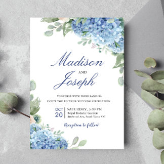 Convite de casamento Hydrangea Azul SINI