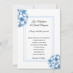 Convite De Casamento-Hydrangeas Azul