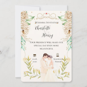 Convite de Casamento Ícones de Itinerário Floral C