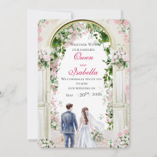 Convite de Casamento Ilustração Floral com Hera em