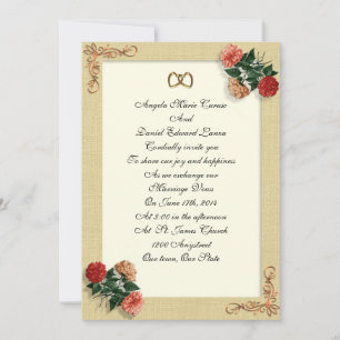 Convite de casamento ilustrado com hibisco vintage