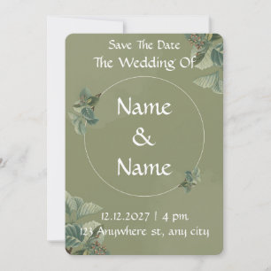 Convite de Casamento Ilustrado Sage