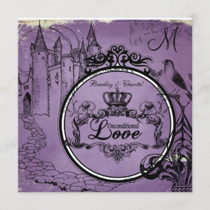 Convite de casamento incondicional roxo do amor do