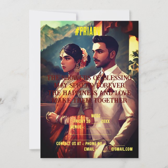 Convite de casamento indiano (Frente)