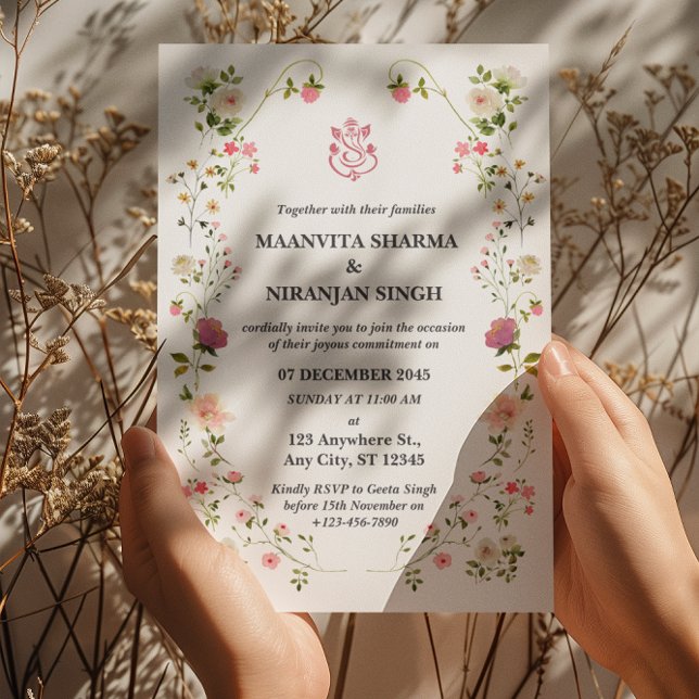 Convite de Casamento Indiano de Estilo Contemporân (Criador carregado)