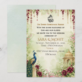 Convite de Casamento Indiano Elegante