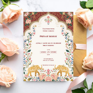 Convite de Casamento Indiano Elegante Pichwai