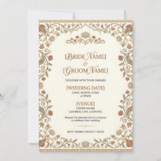 Convite de Casamento Indiano Floral Personalizável