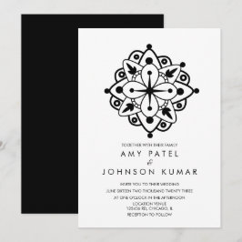 Convite de Casamento Indiano Hindu Preto e Branco