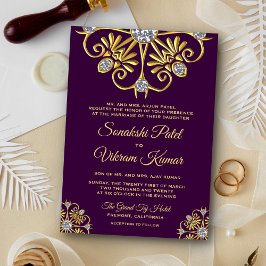 Convite de Casamento Indiano Mandala com Diamante