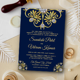 Convite de Casamento Indiano Mandala Diamante Dour