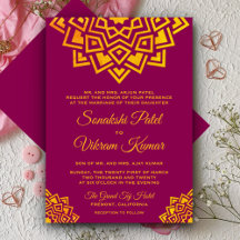 Convite de Casamento Indiano Mandala em Ouro Rosa