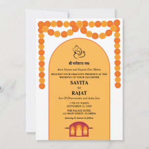 Convite de Casamento Indiano Moderno 
