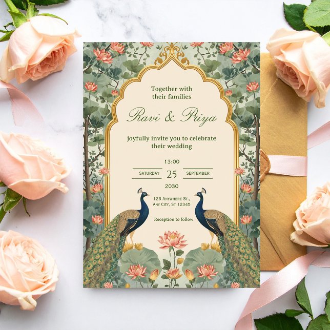 Convite de Casamento Indiano Pichwai de Luxo (Criador carregado)