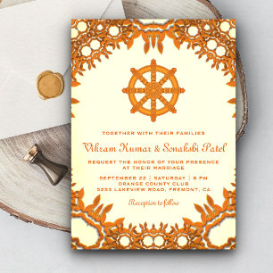 Convite de Casamento Indiano Roda do Darma Ornamen