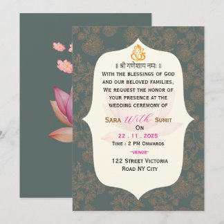 Convite de Casamento Indiano Tradicional Elegante 
