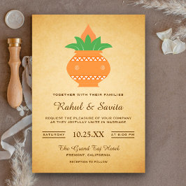 Convite de Casamento Indiano Vintage Elegante Kala