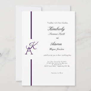 Convite de casamento inicial da linha minimalista