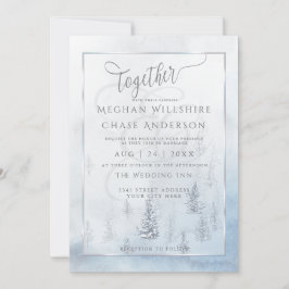 Convite de Casamento | Inverno Azul Prateado Encan