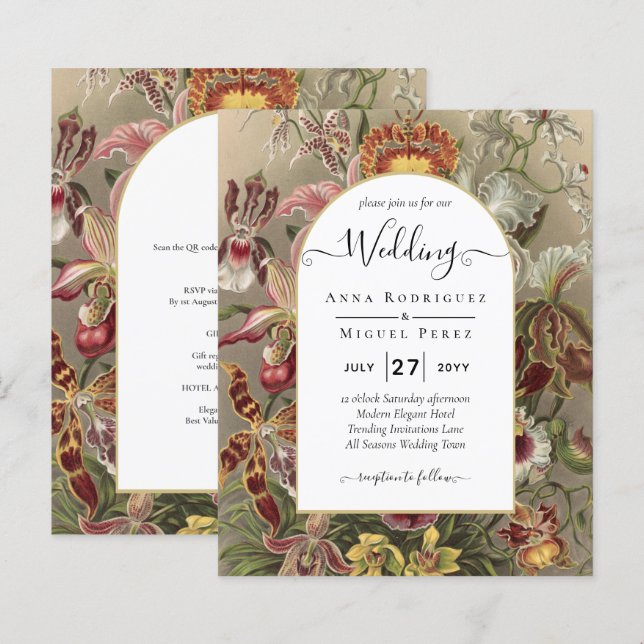 Convite de casamento Inverso da Borgonha Botânica  (Frente/Verso)