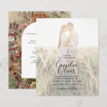 Convite de casamento Inverso da Borgonha Botânica 