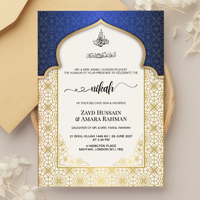 Convite de Casamento Islâmico | 6 Cores Tom Jóia (Criador carregado)