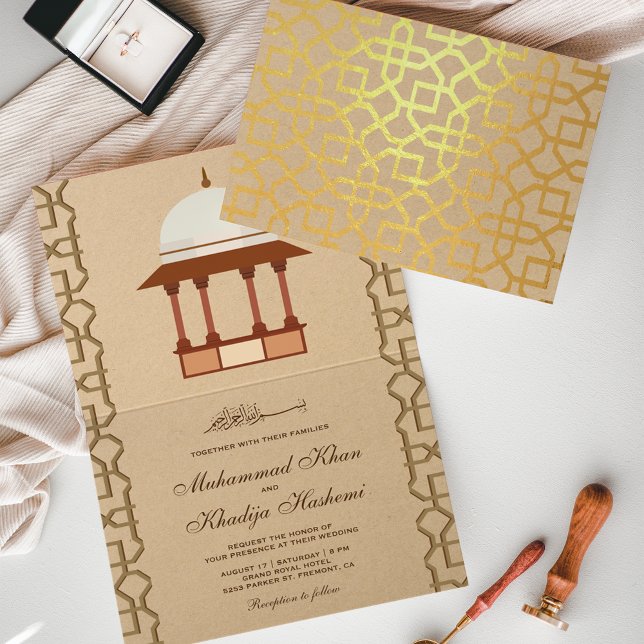 Convite de Casamento Islâmico Arquitetura Mogol (Criador carregado)