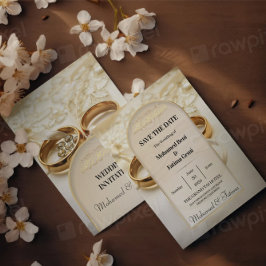 Convite de Casamento Islâmico com Elegantes Anéis