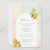 Convite de casamento islâmico com padrão de azulej