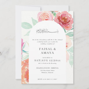Convite de Casamento Islâmico Flor de Aquarela