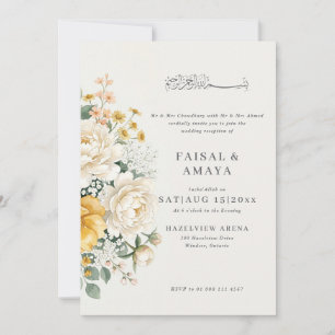Convite de Casamento Islâmico Flor de Aquarela