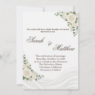 Convite de Casamento Islâmico Floral Branco Elegan