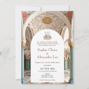 Convite de Casamento Islâmico Luxuoso com Arco Flo
