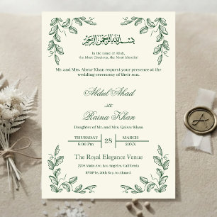 Convite de Casamento Islâmico Muçulmano com Florai