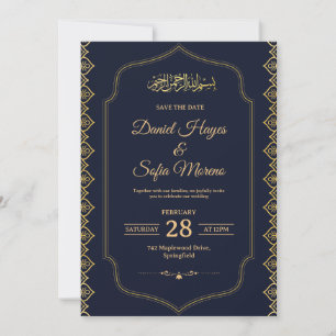 Convite de Casamento Islâmico Muçulmano Elegante