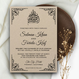 Convite de Casamento Islâmico Muçulmano Rustic Kra