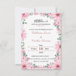 Convite de Casamento Islâmico Nikkah Floral Elegan