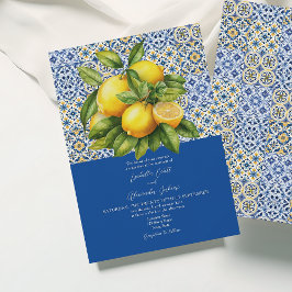Convite de Casamento Italiano Siciliano Azul com L