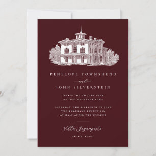 Convite de Casamento Italiano Villa Ilustração Bur