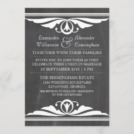 Convite de casamento Ivory Deco Chalkboard